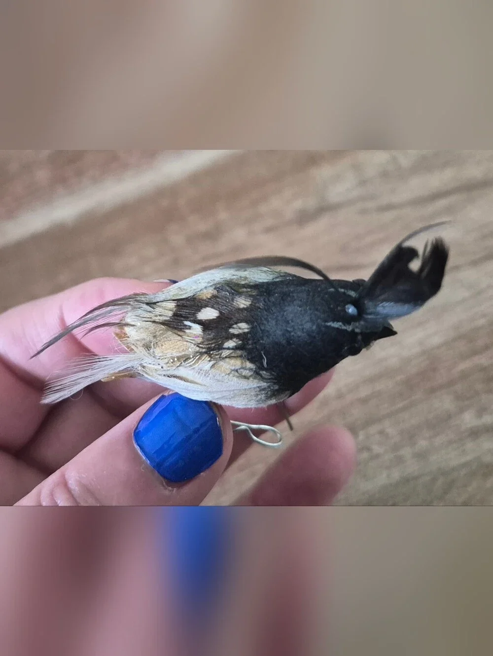 Set of 3 Decorative Faux Feathered Songbird Ornaments - Black & Brown